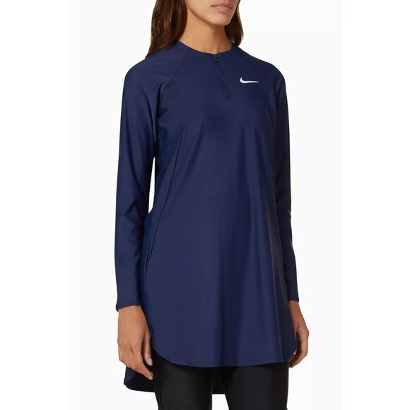 Nike Swim Navy Blue Long Sleeve Swim Tunic Dress L - Picture 1 of 7